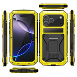 iPhone 18 Pro / 17 Pro R-JUST Hybrid Robust Deksel m. Innebygd Skjermbeskyttelse & Kickstand - Gul
