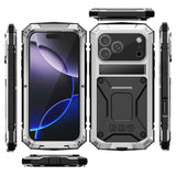 iPhone 18 Pro / 17 Pro R-JUST Hybrid Robust Deksel m. Innebygd Skjermbeskyttelse & Kickstand - Sølv