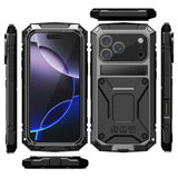 iPhone 18 Pro Max / 17 Pro Max R-JUST Hybrid Robust Deksel m. Innebygd Skjermbeskyttelse & Kickstand - Svart