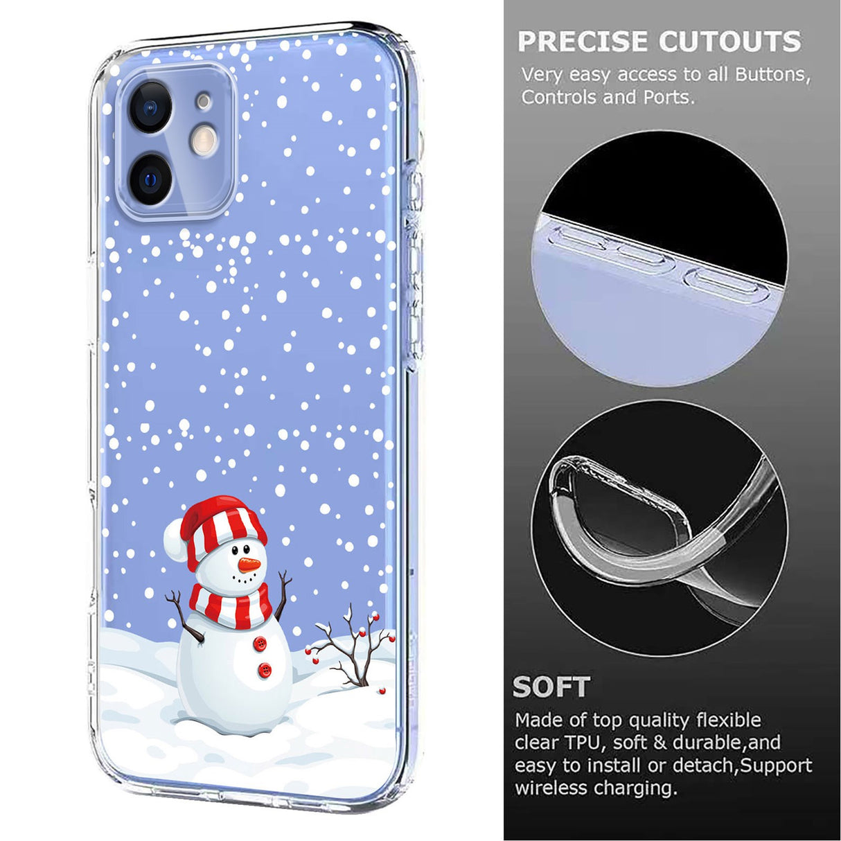 EIDERWOOD iPhone 11 Fleksibelt Plast Juledeksel med Motiv - Gjennomsiktig / Snømann