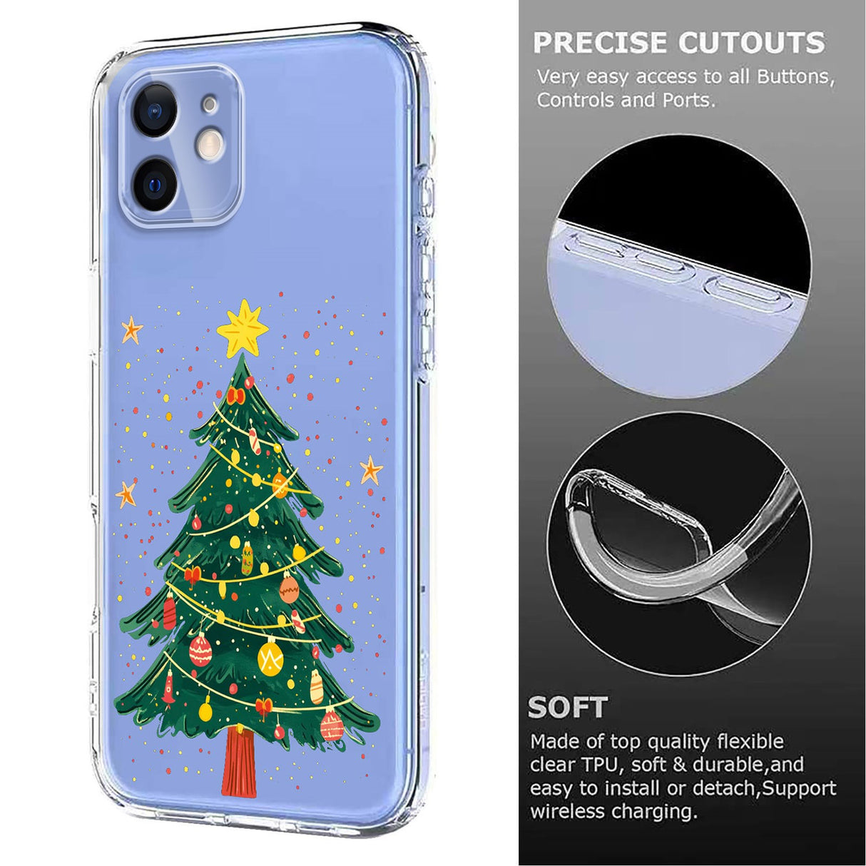 EIDERWOOD iPhone 11 Fleksibelt Plast Juledeksel med Motiv - Gjennomsiktig / Juletre