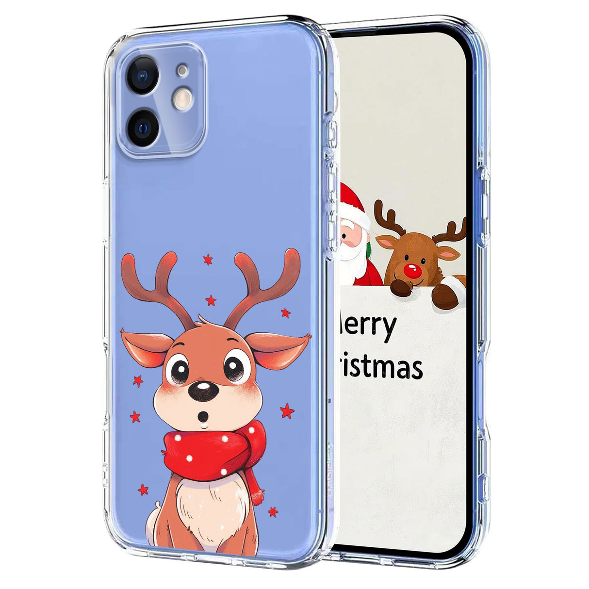 EIDERWOOD iPhone 12 / 12 Pro Fleksibelt Plast Juledeksel med Motiv - Gjennomsiktig / Reinsdyr