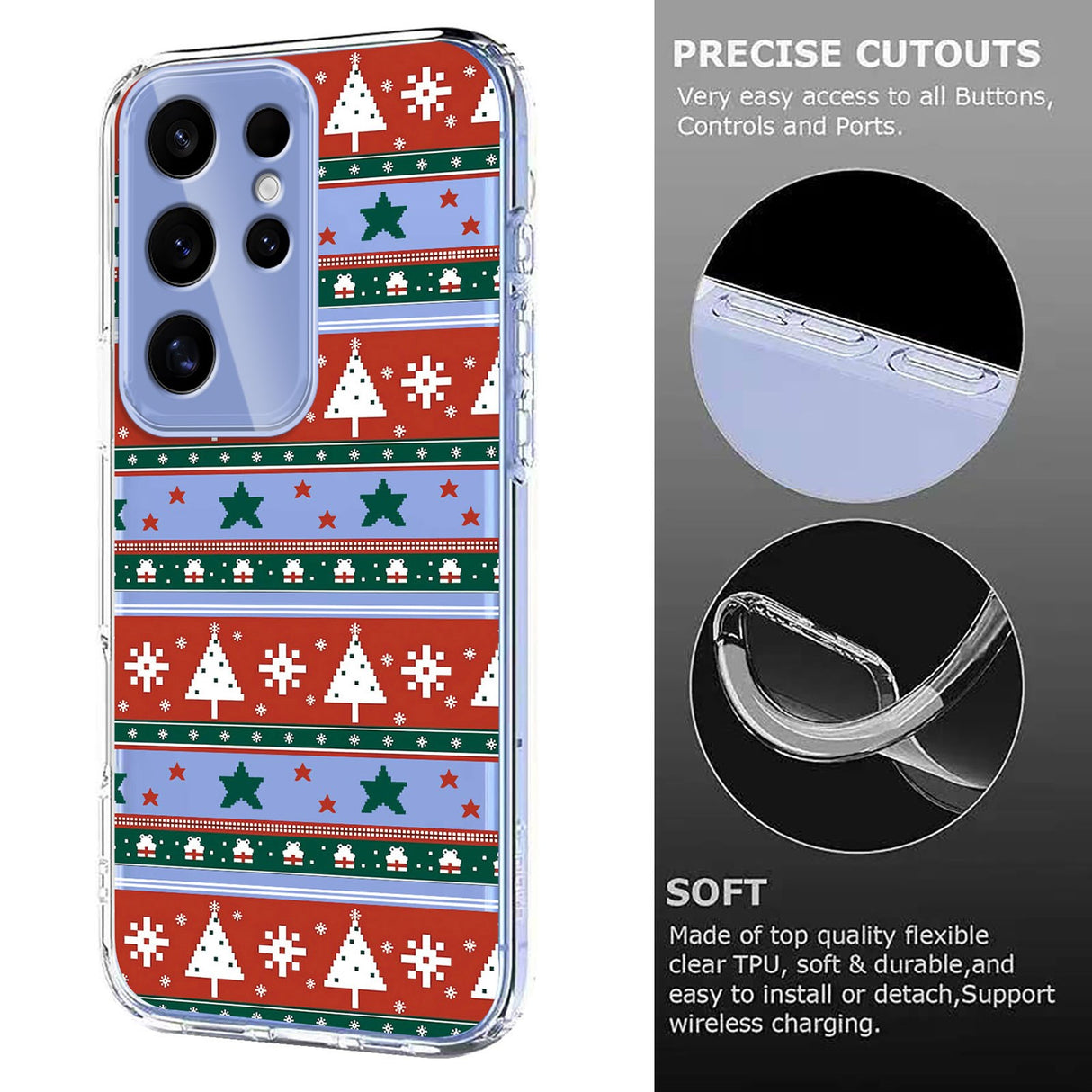 EIDERWOOD Samsung Galaxy S24 Ultra Fleksibelt Plast Juledeksel med Motiv - Gjennomsiktig / Mønster