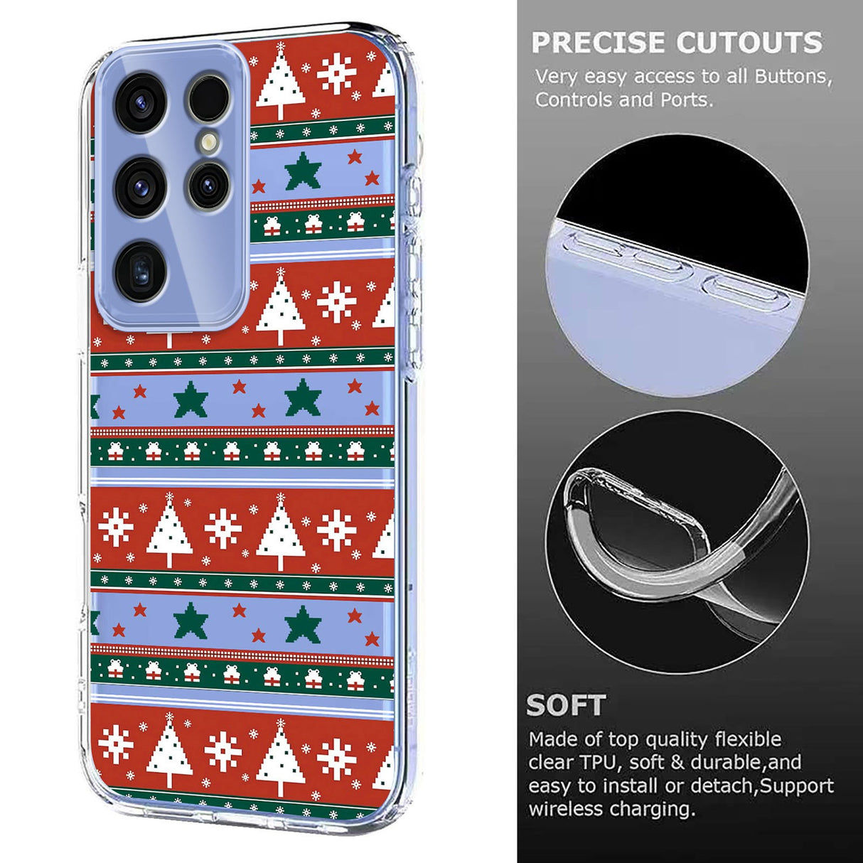EIDERWOOD Samsung Galaxy S23 Ultra Fleksibelt Plast Juledeksel med Motiv - Gjennomsiktig / Mønster