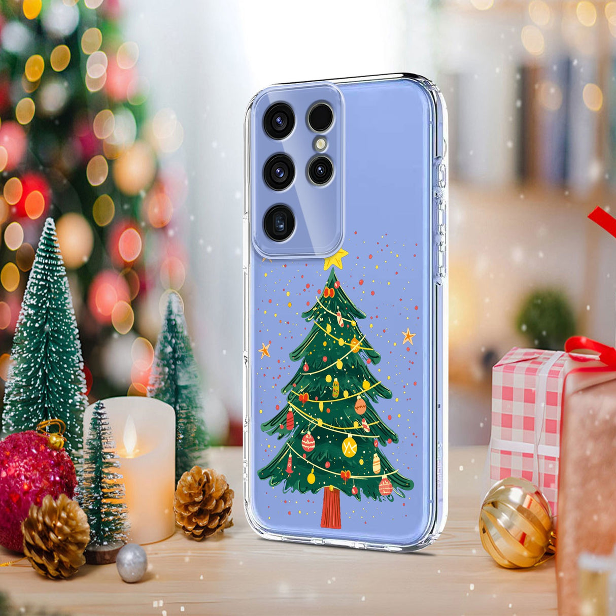 EIDERWOOD Samsung Galaxy S23 Ultra Fleksibelt Plast Juledeksel med Motiv - Gjennomsiktig / Juletre