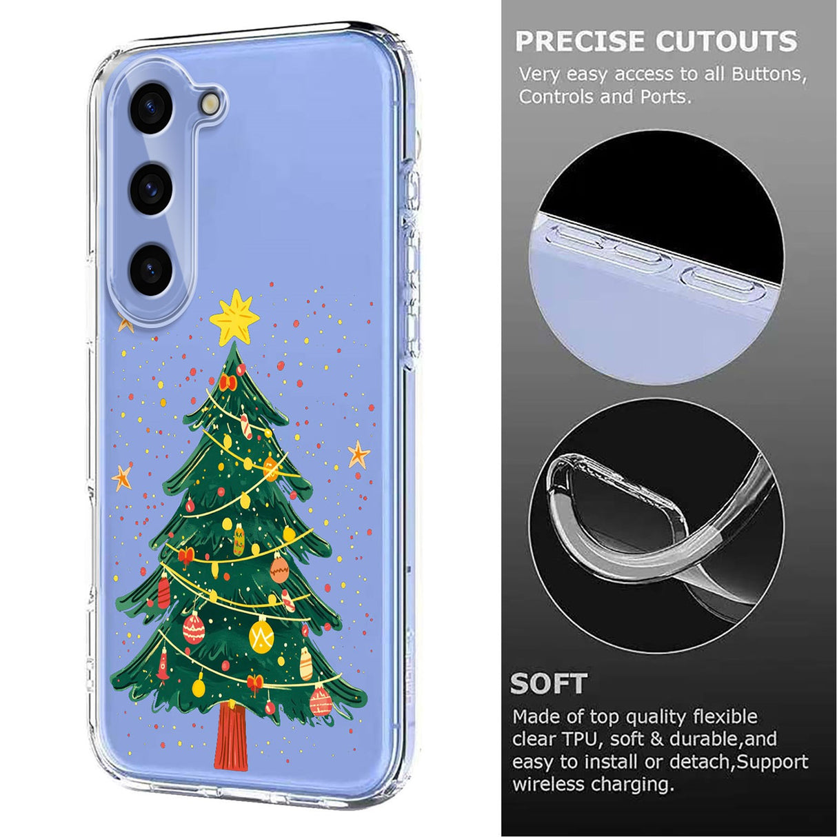 EIDERWOOD Samsung Galaxy S23 FE Fleksibelt Plast Juledeksel med Motiv - Gjennomsiktig / Juletre