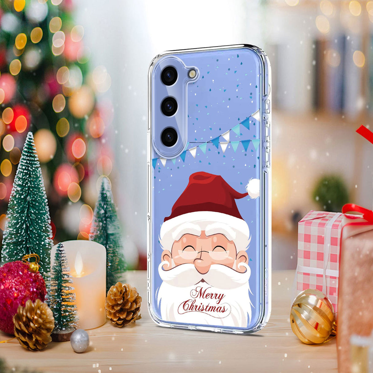 EIDERWOOD Samsung Galaxy S23 Fleksibelt Plast Juledeksel med Motiv - Gjennomsiktig / Julenissen