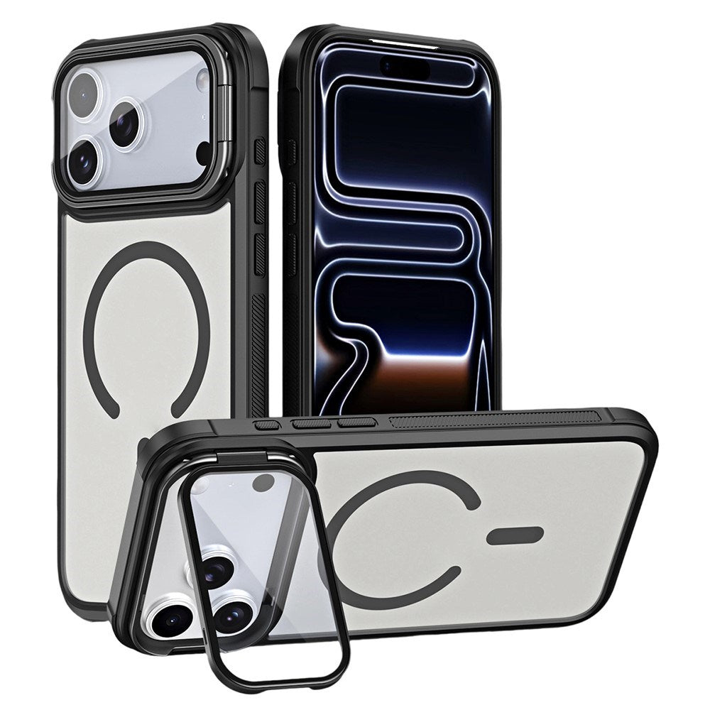 iPhone 18 Pro Max / 17 Pro Max EIDERWOOD Hybrid Plast Deksel m. Kamera Deksel & Stativfunksjon - MagSafe Kompatibel - Svart