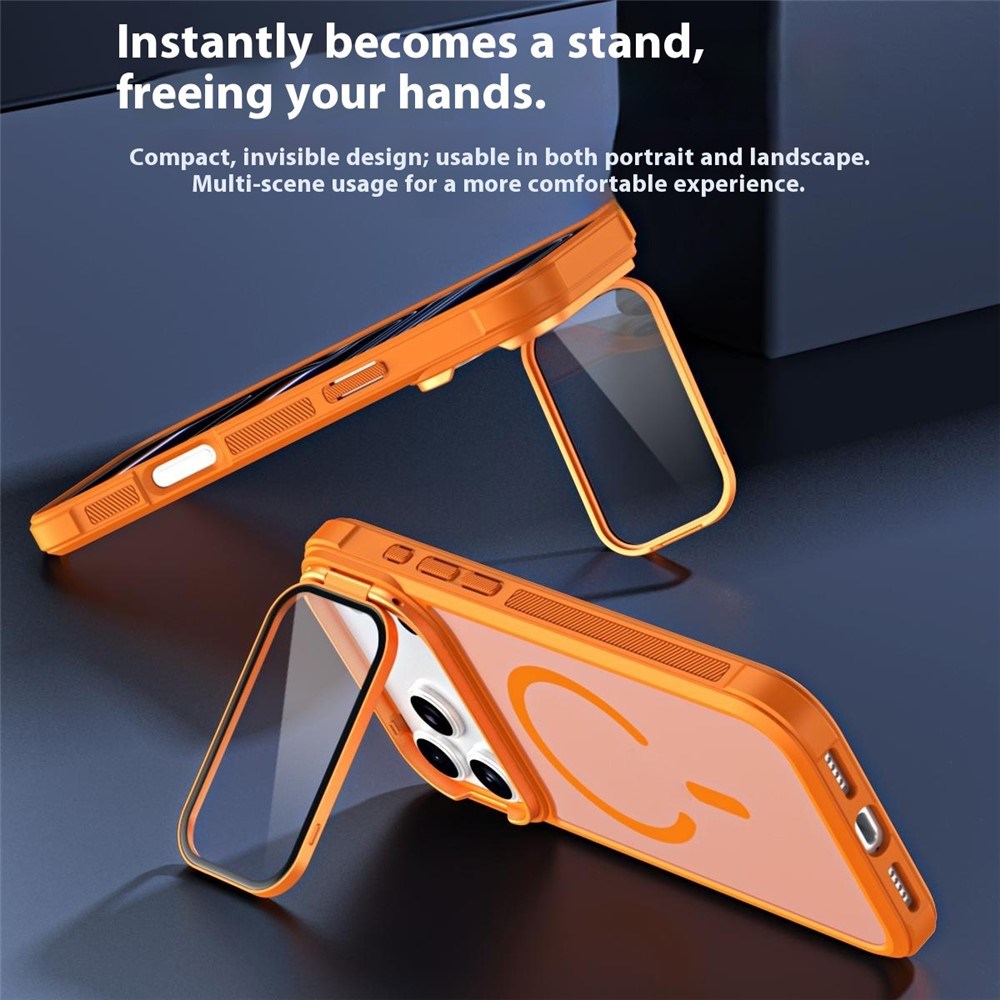 iPhone 18 Pro / 17 Pro EIDERWOOD Hybrid Plast Deksel m. Kamera Deksel & Stativfunksjon - MagSafe Kompatibel - Oransje