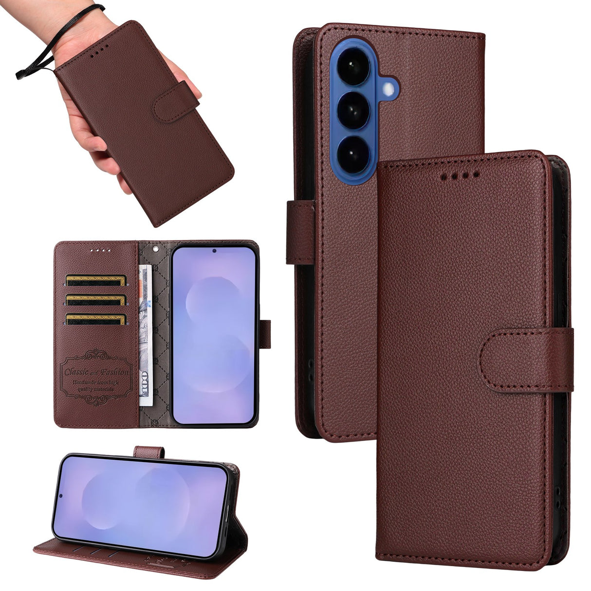 Samsung Galaxy S26 EIDERWOOD Kunstskinn Flip Deksel m. Strop - Brun
