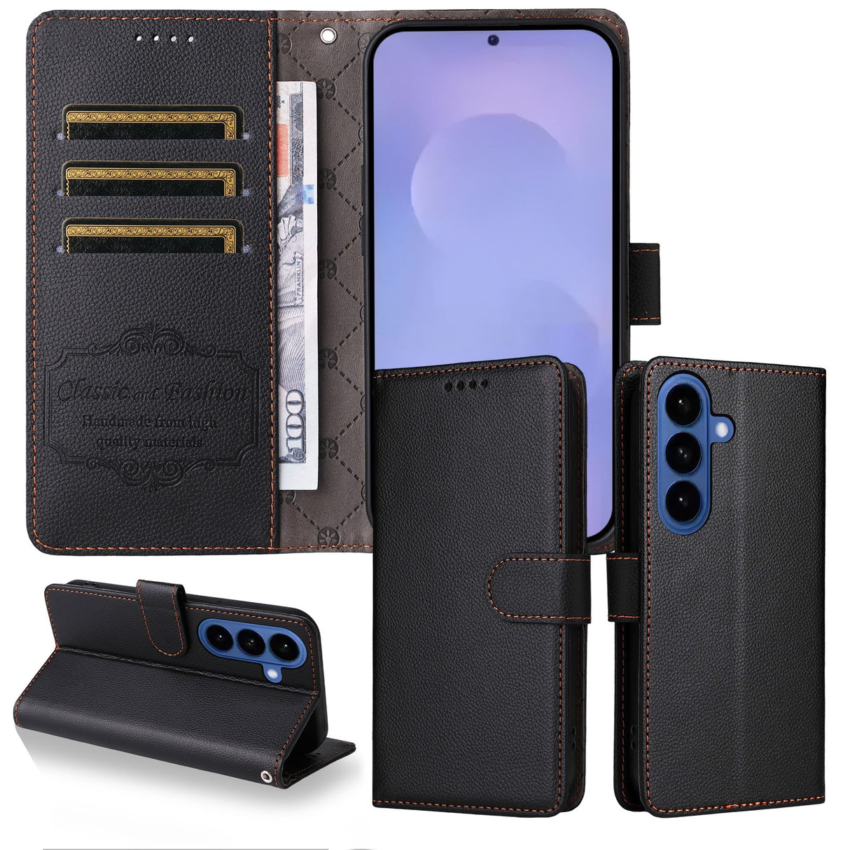 Samsung Galaxy S26 EIDERWOOD Kunstskinn Flip Deksel m. Strop - Svart