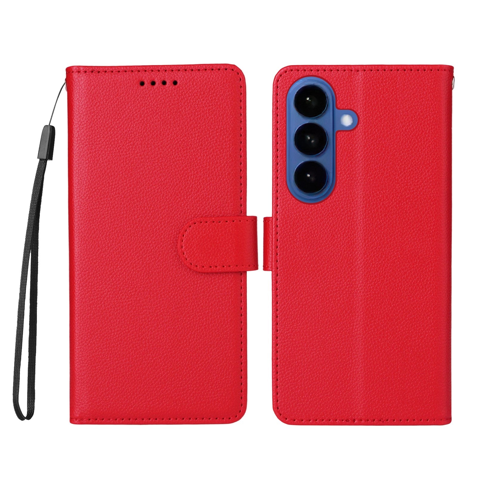 Samsung Galaxy S26 EIDERWOOD Kunstskinn Flip Deksel m. Strop - Rød