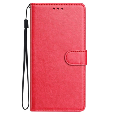 Samsung Galaxy S26 Ultra EIDERWOOD Kunstskinn Deksel med Stropp & Kortholder – Korallrød