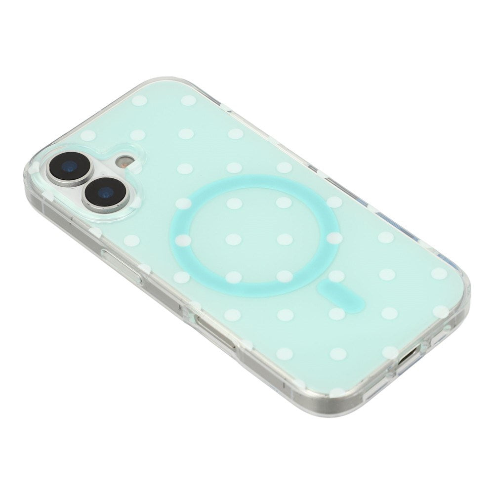 EIDERWOOD iPhone 17 Hybrid Deksel med Polka Design - MagSafe Kompatibel - Gjennomsiktig / Turkis