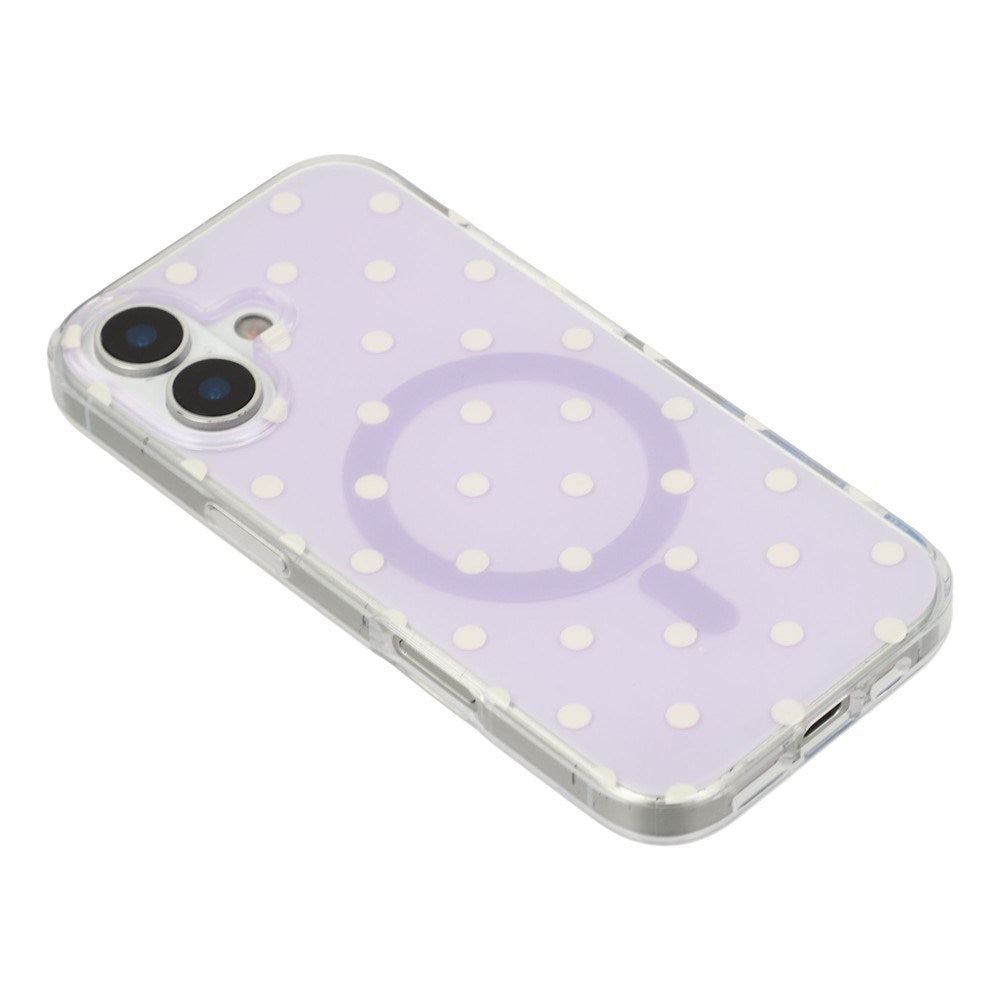 EIDERWOOD iPhone 17 Hybrid Deksel med Polka Design - MagSafe Kompatibel - Gjennomsiktig / Lilla