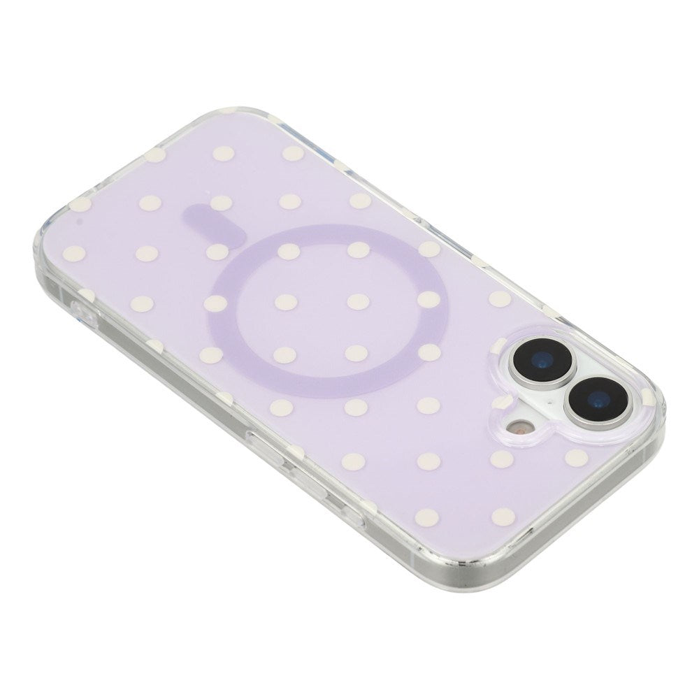 EIDERWOOD iPhone 17 Hybrid Deksel med Polka Design - MagSafe Kompatibel - Gjennomsiktig / Lilla