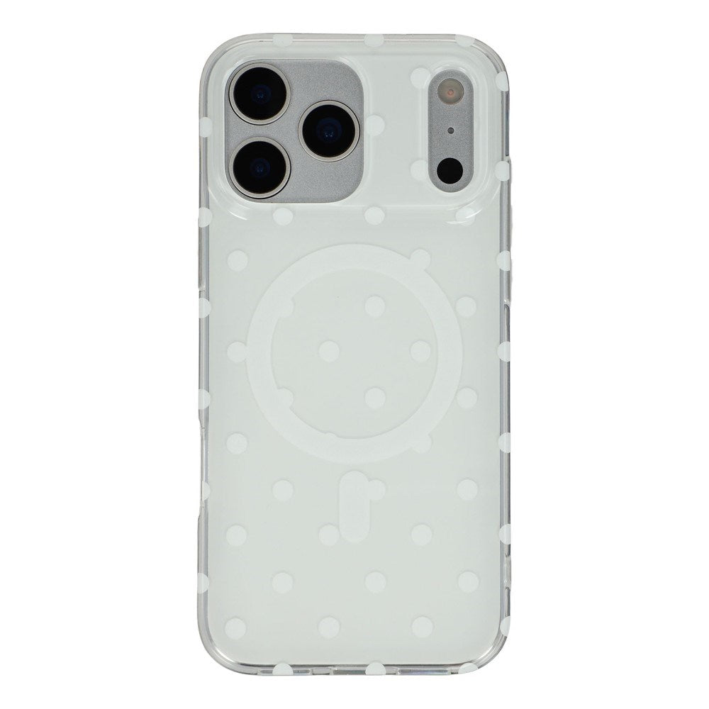EIDERWOOD iPhone 17 Pro Hybrid Deksel med Polka Design - MagSafe Kompatibel - Gjennomsiktig / Hvit