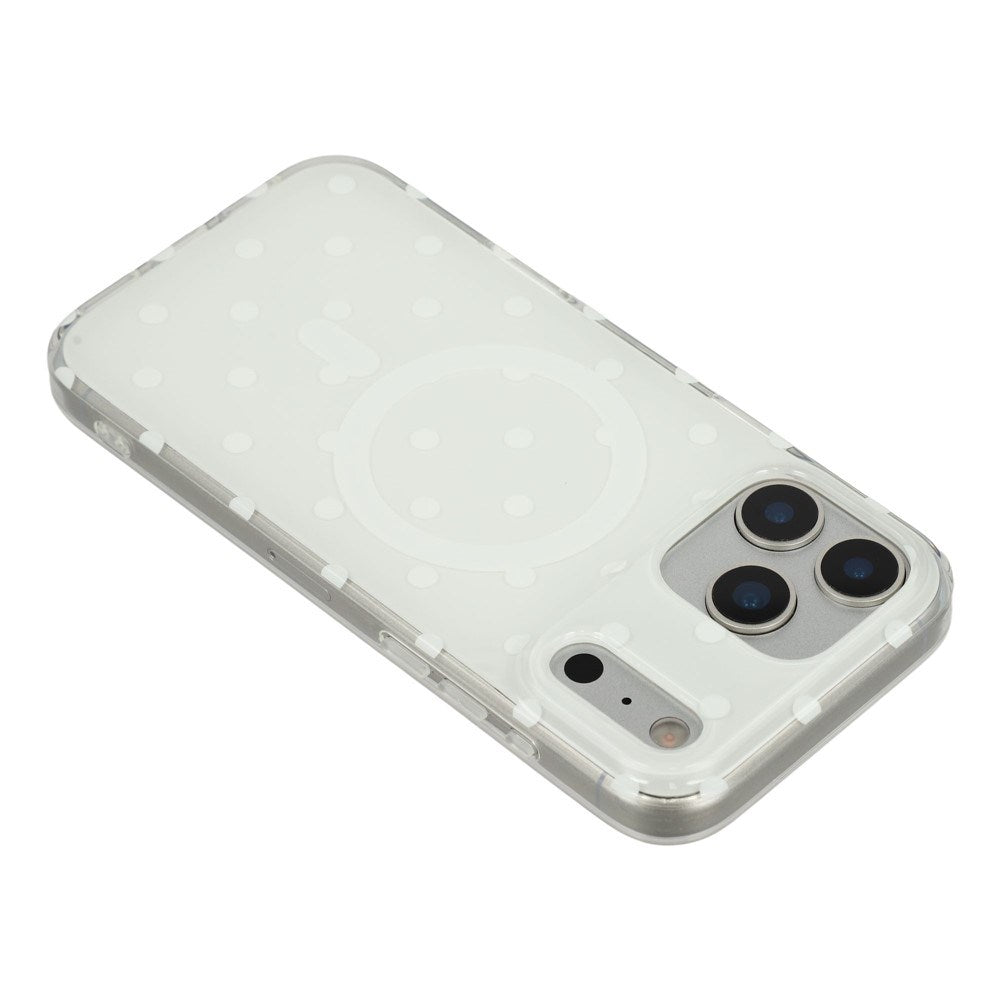 EIDERWOOD iPhone 17 Pro Hybrid Deksel med Polka Design - MagSafe Kompatibel - Gjennomsiktig / Hvit