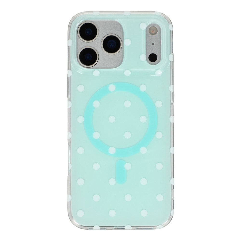 EIDERWOOD iPhone 17 Pro Hybrid Deksel med Polka Design - MagSafe Kompatibel - Gjennomsiktig / Turkis