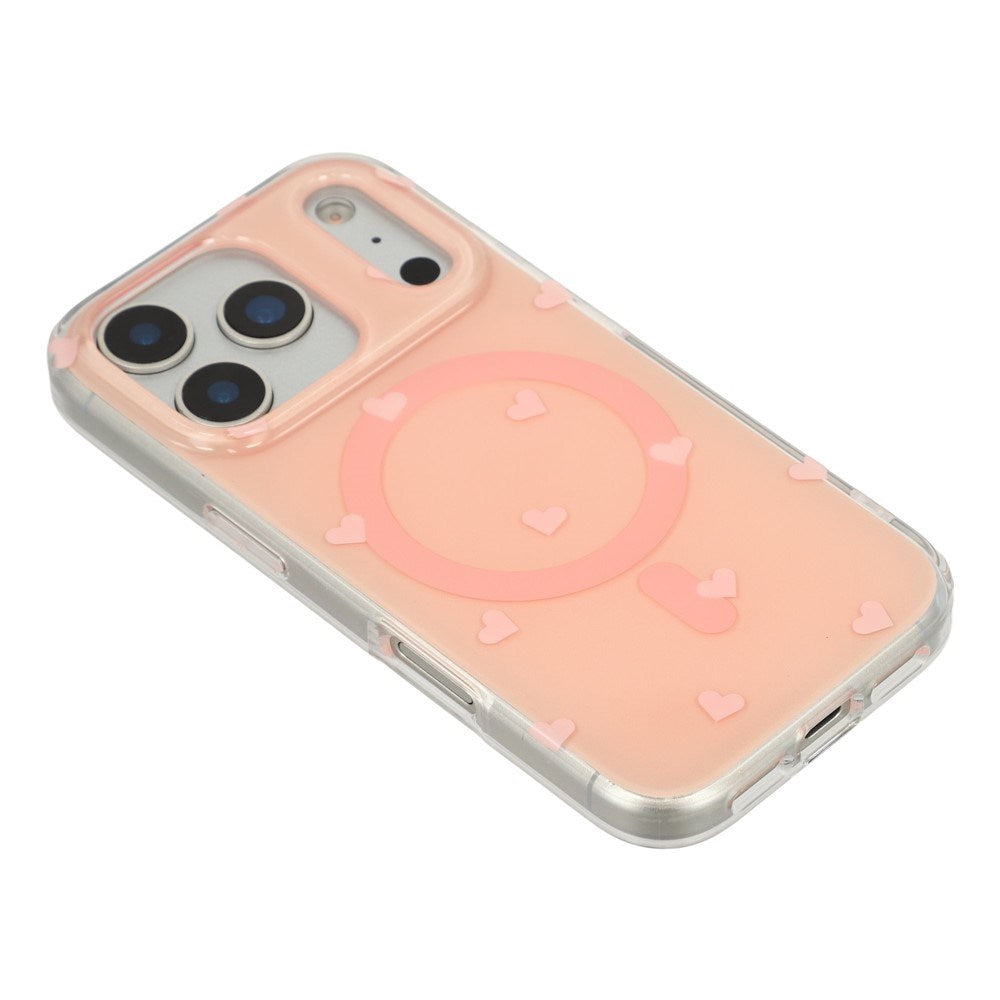 EIDERWOOD iPhone 17 Pro Hybrid Deksel med Polka Design - MagSafe Kompatibel - Gjennomsiktig / Rosa