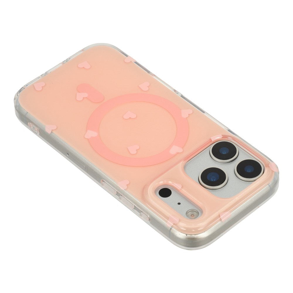 EIDERWOOD iPhone 17 Pro Hybrid Deksel med Polka Design - MagSafe Kompatibel - Gjennomsiktig / Rosa