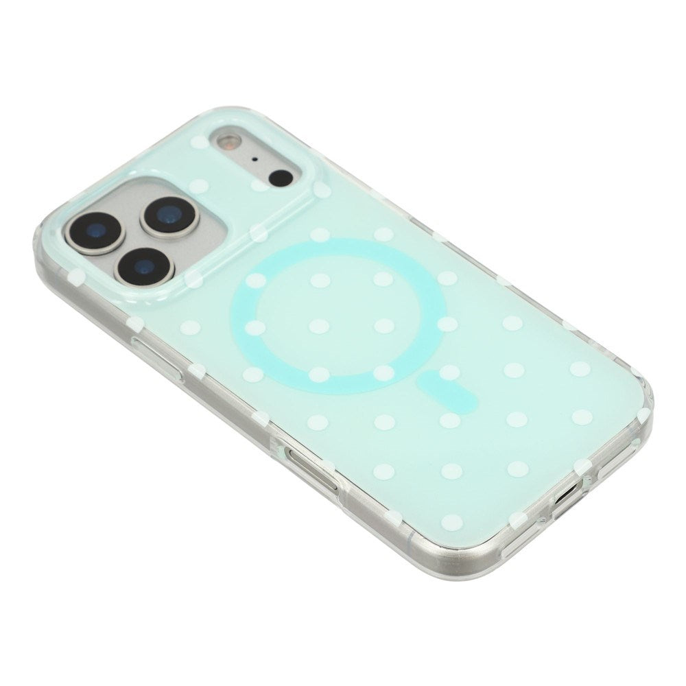 EIDERWOOD iPhone 17 Pro Max Hybrid Deksel med Polka Design - MagSafe Kompatibel - Gjennomsiktig / Turkis