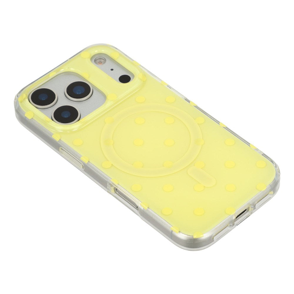EIDERWOOD iPhone 17 Pro Max Hybrid Deksel med Polka Design - MagSafe Kompatibel - Gjennomsiktig / Gul