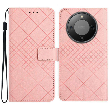 Honor Magic8 Lite EIDERWOOD Kunstskinn Flip Deksel m. Stropp – Rosa
