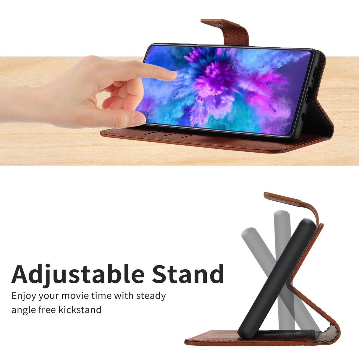 EIDERWOOD OnePlus 15 Flip Deksel i Kunstskinn med Trykk – Brun
