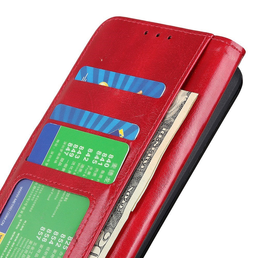 Motorola Moto G06 EIDERWOOD Kunstlær Flip Deksel m. Kortholder - Rød