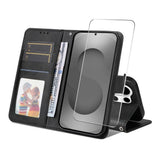 Samsung Galaxy S26 Ultra ENKAY 2-i-1 Kunstskinn Flip Deksel med Skjermbeskyttelsesglass - Svart