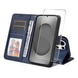 Samsung Galaxy S26 Ultra ENKAY 2-i-1 Kunstskinn Flip Deksel med Skjermbeskyttelsesglass - Blå