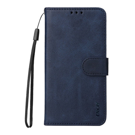 Samsung Galaxy S26 Ultra ENKAY 2-i-1 Kunstskinn Flip Deksel med Skjermbeskyttelsesglass - Blå