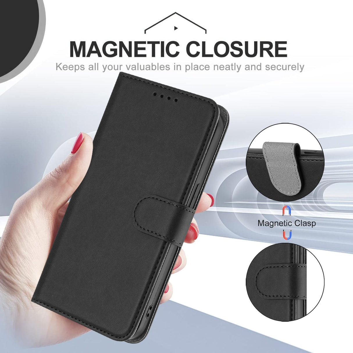Honor Magic8 Lite EIDERWOOD Kunstskinn Flip Deksel m. Lommebok - Svart