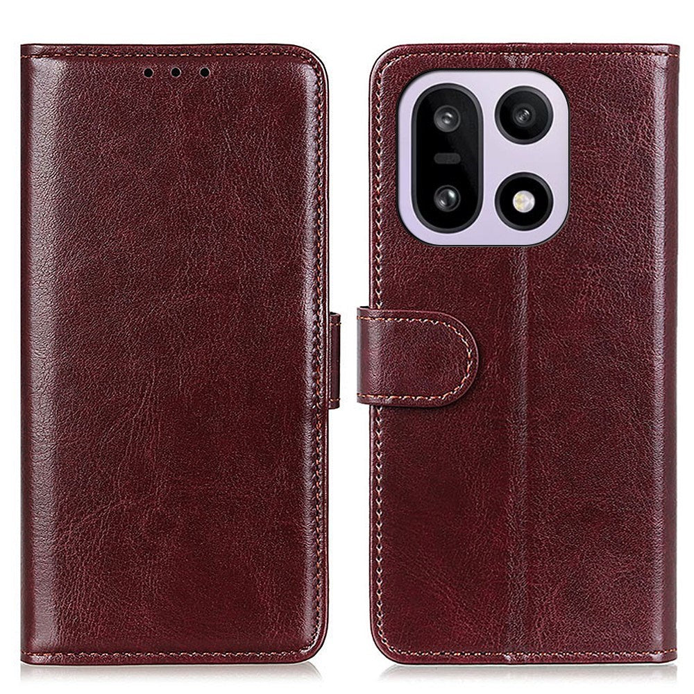 OnePlus 15 EIDERWOOD Kunstlær Flip Deksel m. Kortholder - Brun