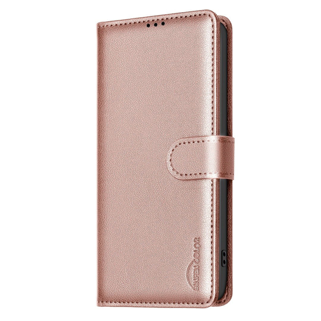 Honor X5c Plus BINFEN Kunstskinn Flip Deksel med RFID Blokkering - Rose Gold