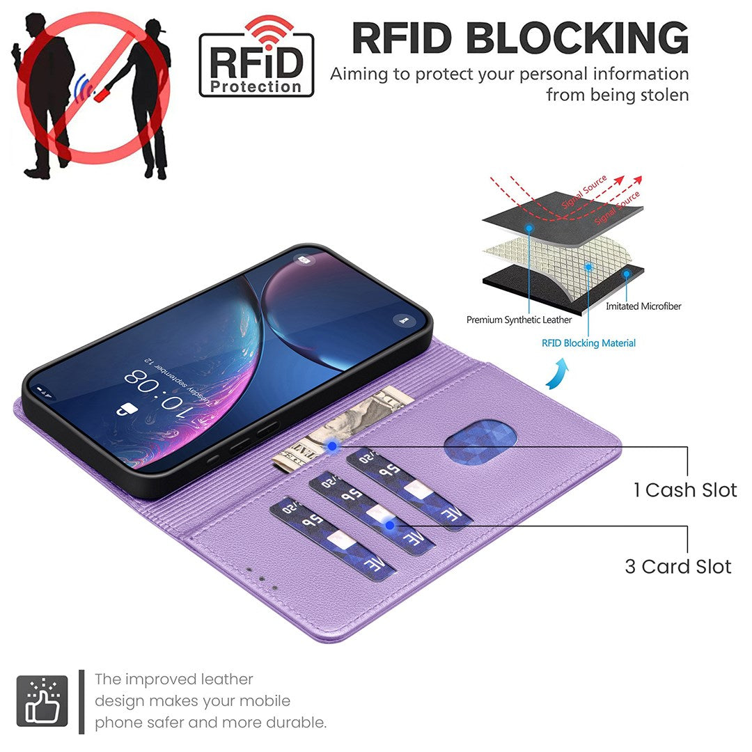 Honor X5c Plus BINFEN Kunstskinn Flip Deksel med RFID Blokkering - Lilla