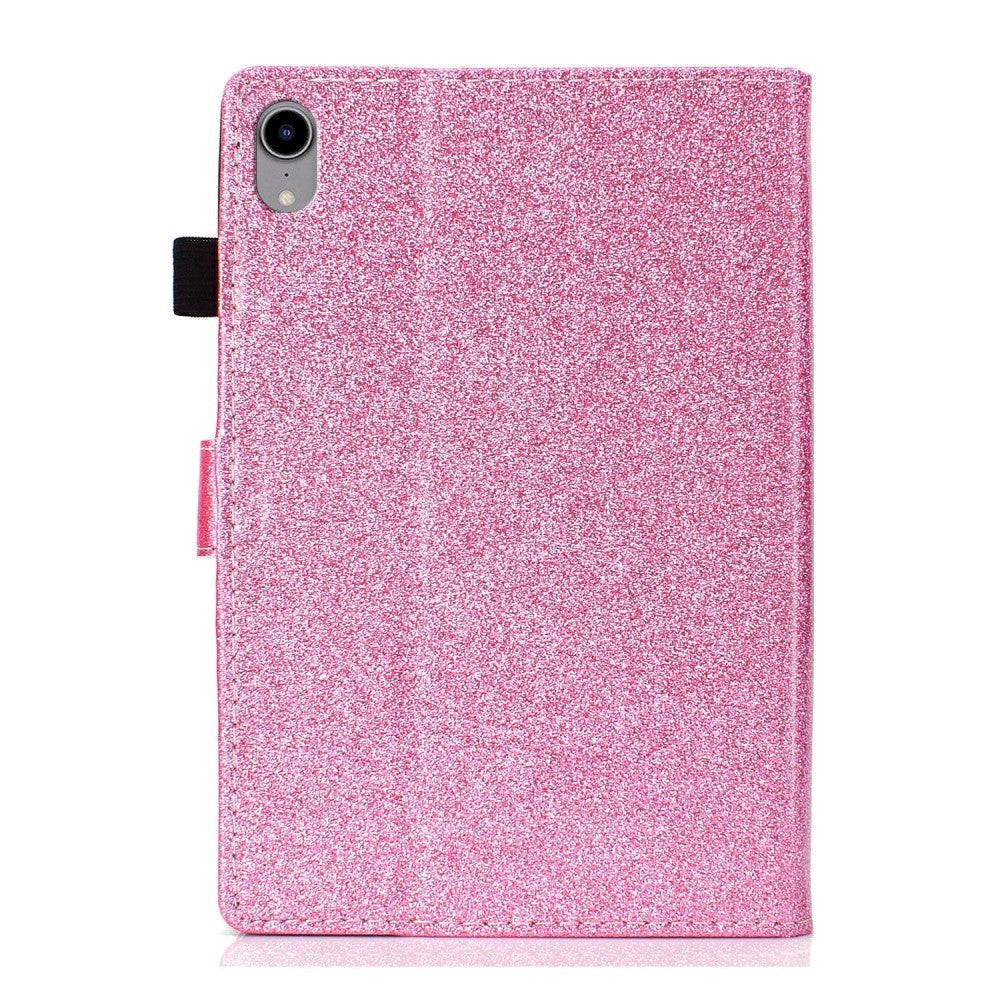 iPad 11" (2025) / iPad 10.9" (2024/2022) Glitter Deksel m. Stativfunksjoner & Kortholder - Rosa
