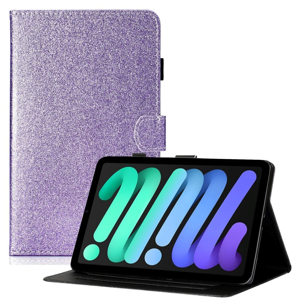 iPad 11" (2025) / iPad 10.9" (2024/2022) Glitter Deksel m. Stativfunksjoner & Kortholder - Lilla