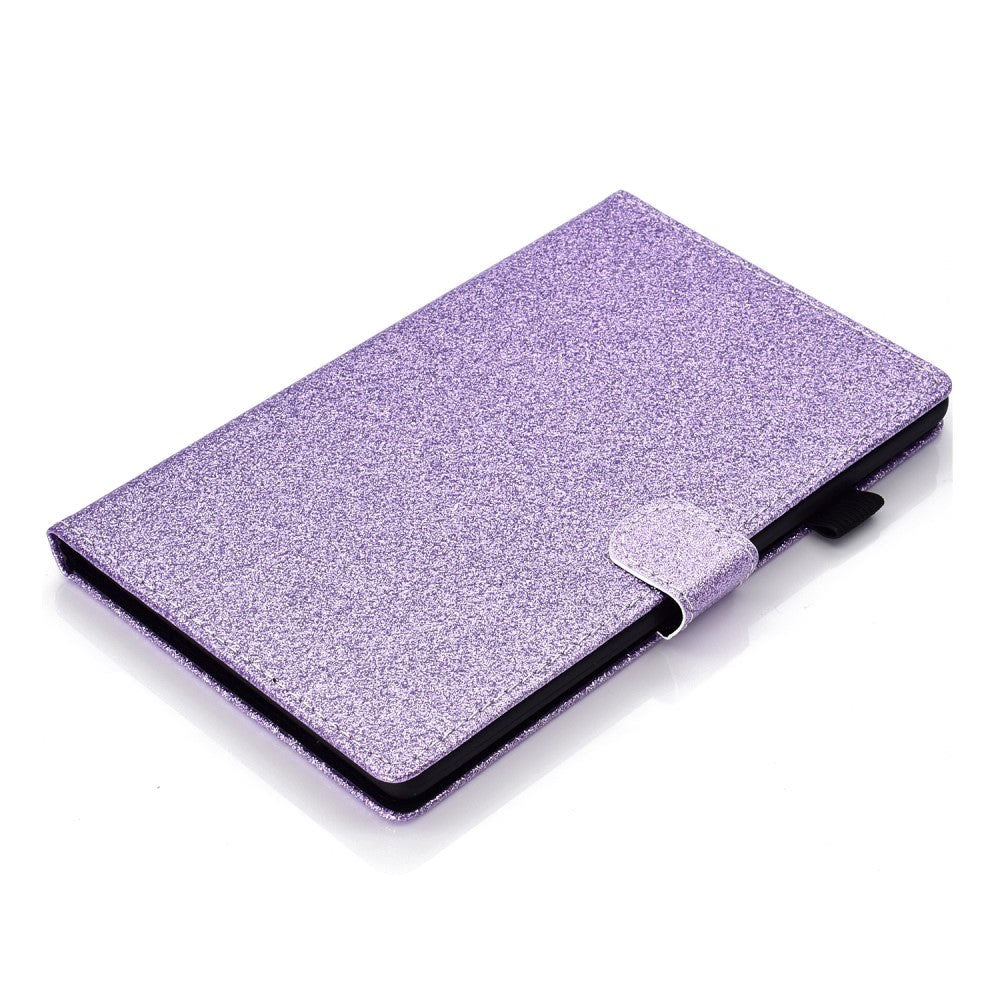 iPad 11" (2025) / iPad 10.9" (2024/2022) Glitter Deksel m. Stativfunksjoner & Kortholder - Lilla