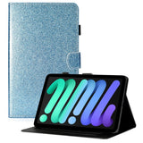 iPad 11" (2025) / iPad 10.9" (2024/2022) Glitter Deksel m. Stativfunksjoner & Kortholder - Blå