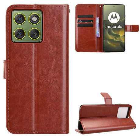 Motorola Edge 70 EIDERWOOD Kunstskinn Deksel med Stropp & Kortholder – Brun
