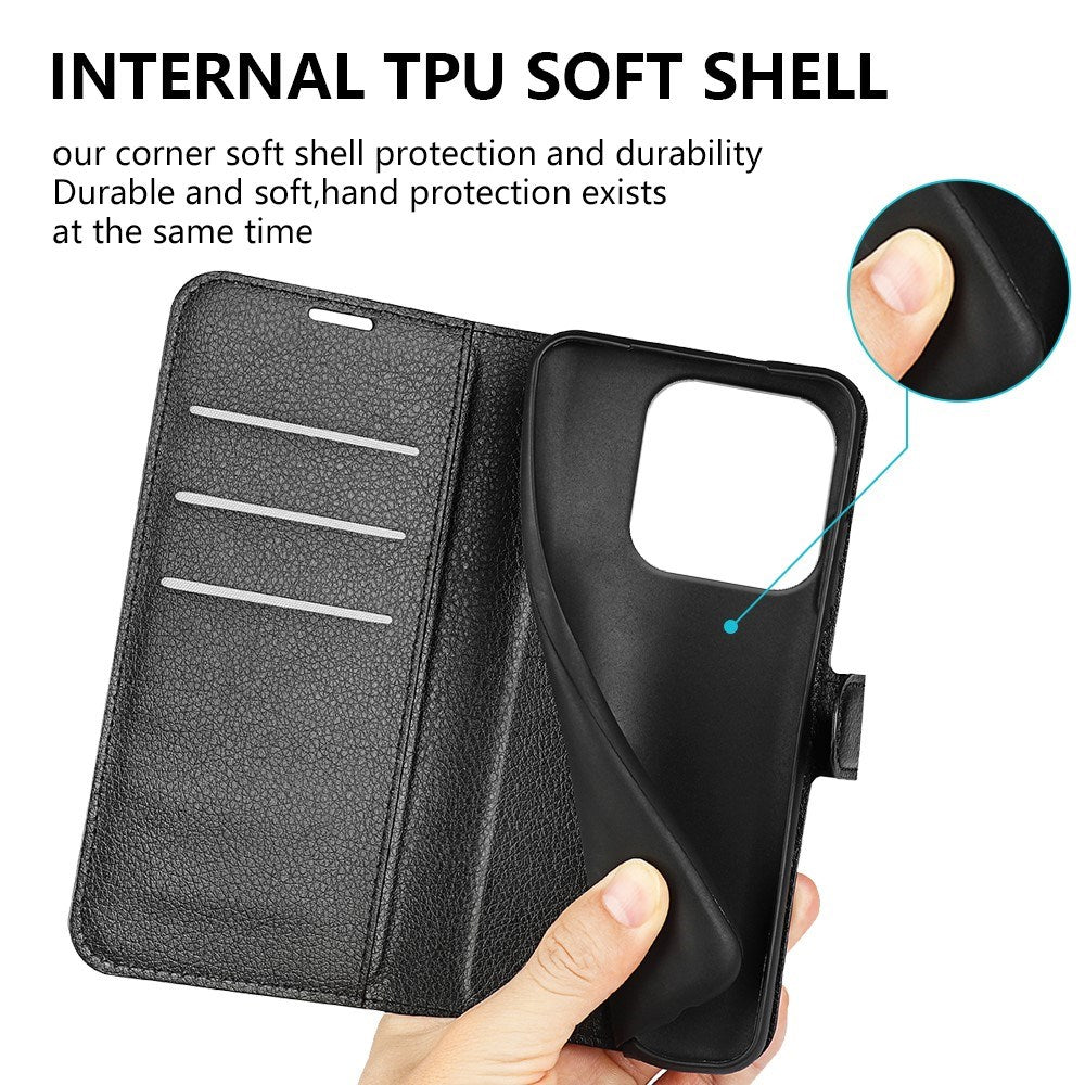 Xiaomi 17 EIDERWOOD Litchi Tekstur Kunstlær Flip Deksel m. Kortholder - Svart