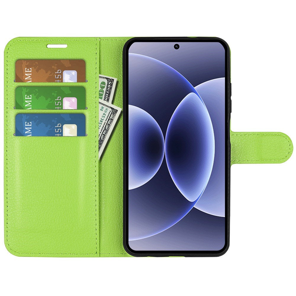 Xiaomi 17 EIDERWOOD Litchi Tekstur Kunstlær Flip Deksel m. Kortholder - Grønn