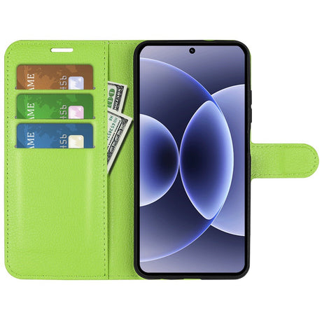 Xiaomi 17 EIDERWOOD Litchi Tekstur Kunstlær Flip Deksel m. Kortholder - Grønn
