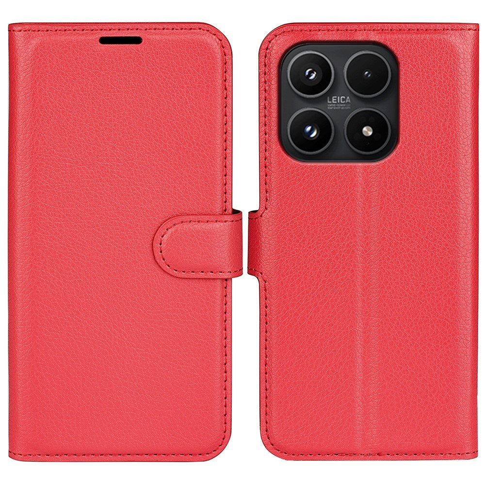 Xiaomi 17 EIDERWOOD Litchi Tekstur Kunstlær Flip Deksel m. Kortholder - Rød