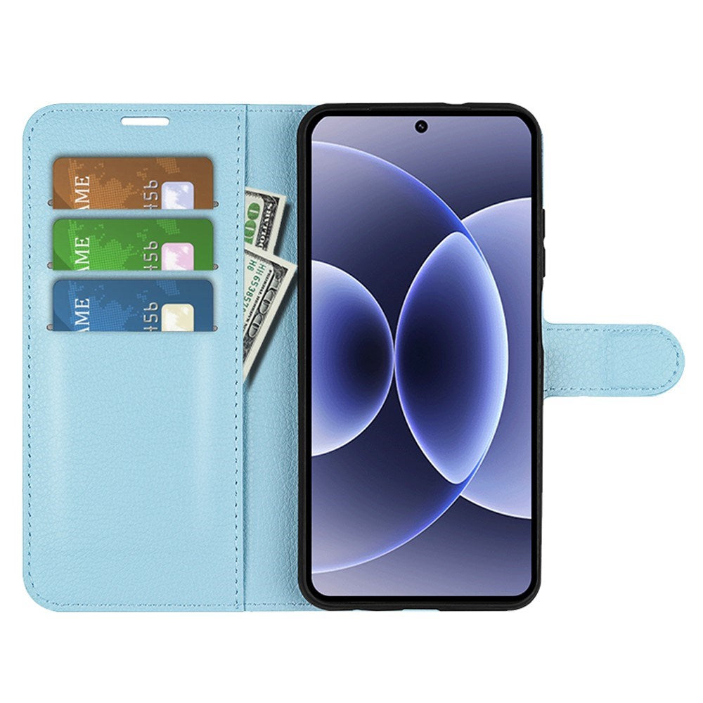 Xiaomi 17 EIDERWOOD Litchi Tekstur Kunstlær Flip Deksel m. Kortholder - Blå