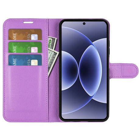 Xiaomi 17 EIDERWOOD Litchi Tekstur Kunstlær Flip Deksel m. Kortholder - Lilla