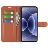 Xiaomi 17 EIDERWOOD Litchi Tekstur Kunstlær Flip Deksel m. Kortholder - Brun