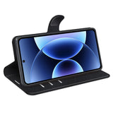 Xiaomi 17 Pro AMORUS Litchi Tekstur Kunstlær Flip Deksel m. Kortholder - Svart
